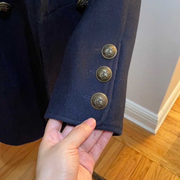 DKNY Navy Wool Jacket Pea Coat with double lane buttons - Picture 4 of 9